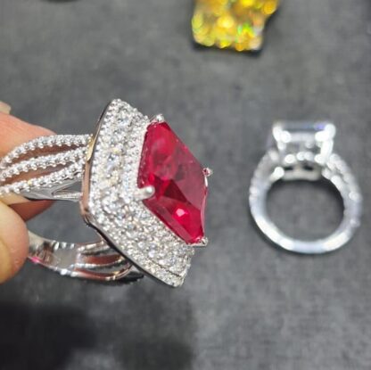 925 Sterling Silver Ring with Simulated Ruby and Cubic Zirconia Accents - Image 2