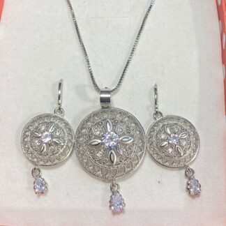 Blooming Love Flower Pendant and Earring Set