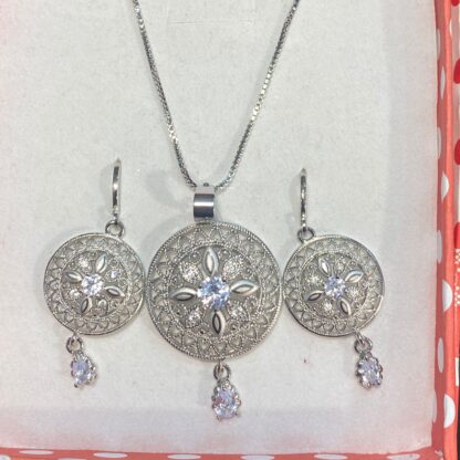 Blooming Love Flower Pendant and Earring Set