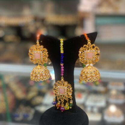 Multicolored Beaded and Rhinestone Chandelier Earrings