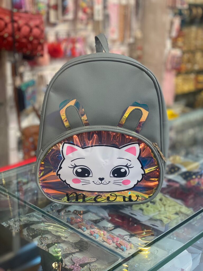 Cat Face Gray Backpack Front