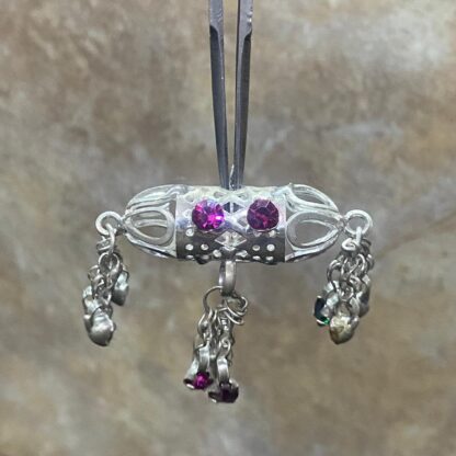 Silver Dholna (Pendant) with Purple Rhinestones