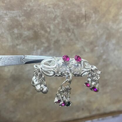 Silver Dholna (Pendant) with Purple Rhinestones