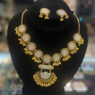 Classic Gold Tone Necklace and Stud Earring Set