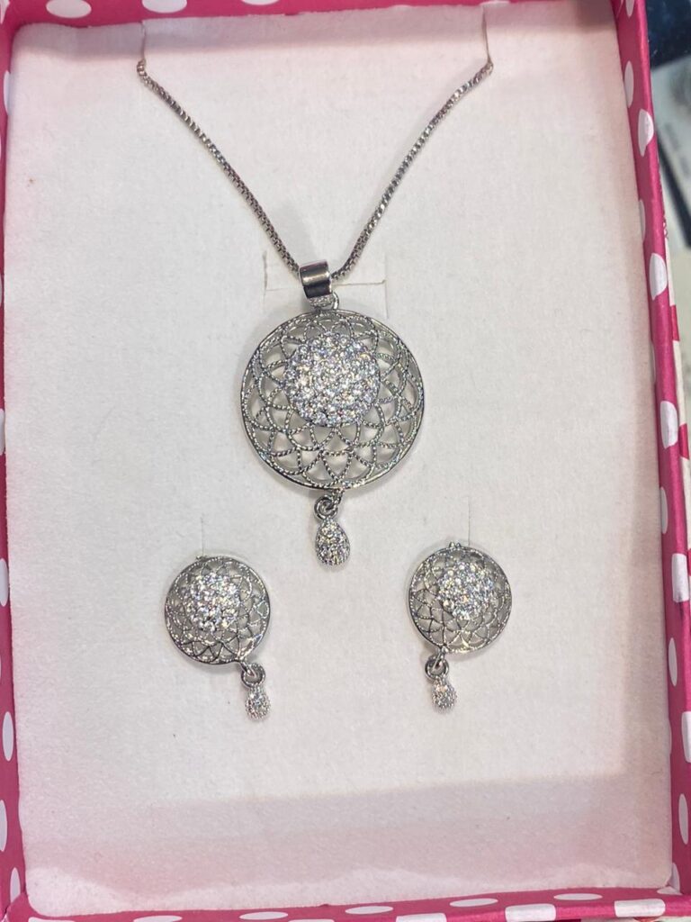 Double Teardrop Moonstone Pendant and Earring Set