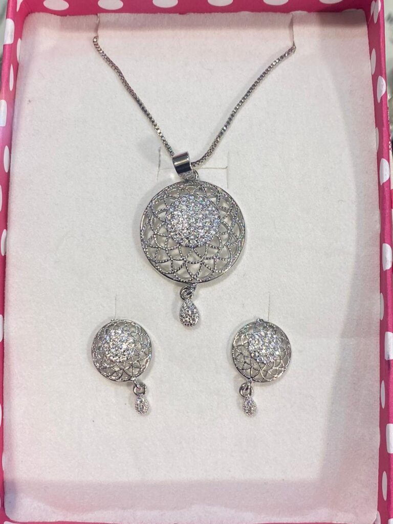 Double Teardrop Moonstone Pendant and Earring Set