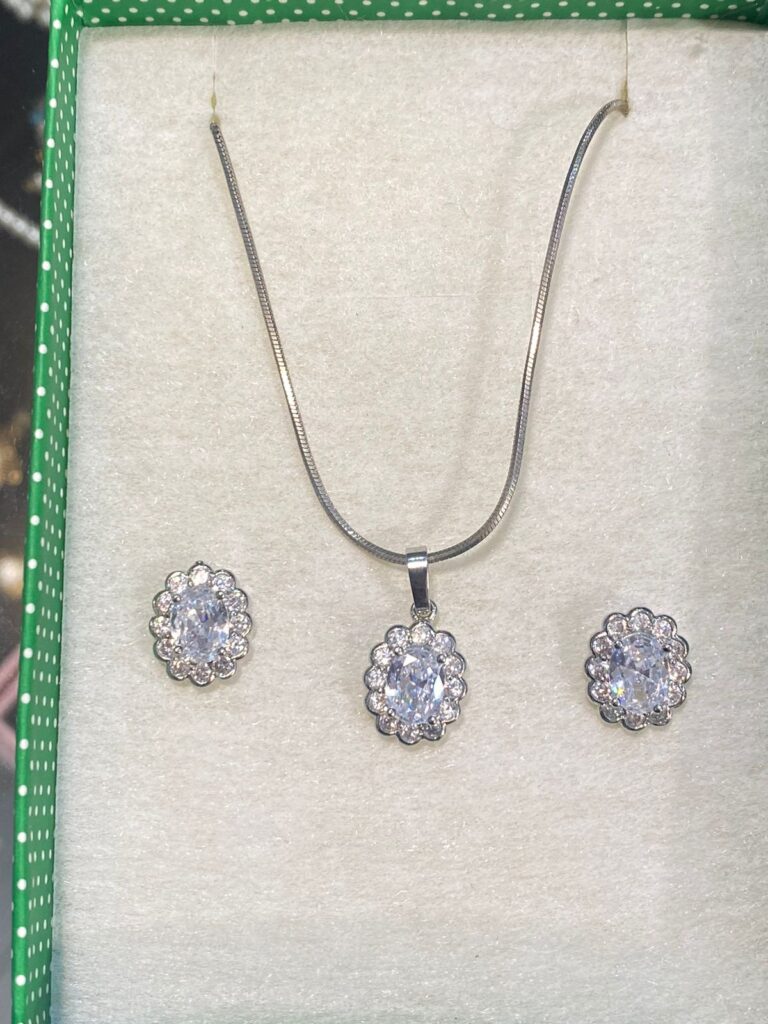 Enchanting Octagon Moonstone Pendant and Earring Set 2