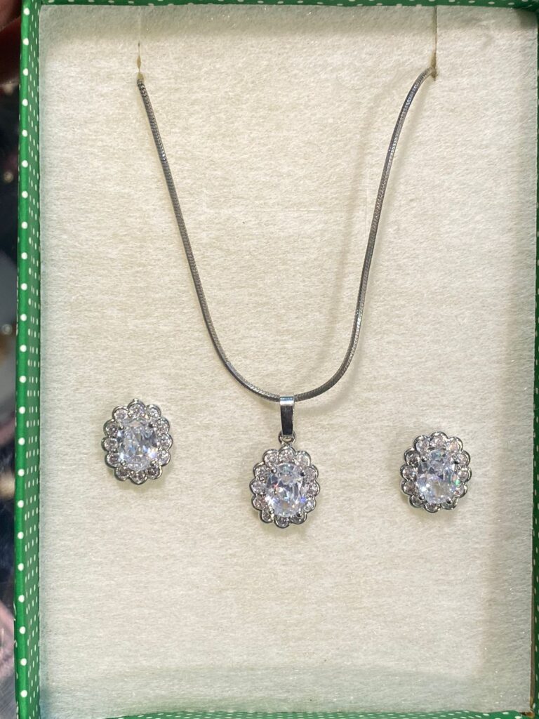 Enchanting Octagon Moonstone Pendant and Earring Set