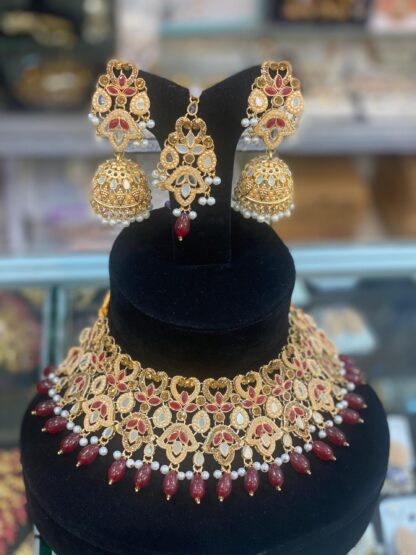 Luminous Gold Plated Choker Necklace and Earring Set