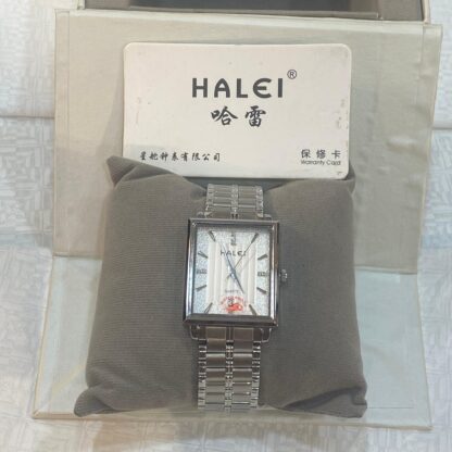 Halei Square White Dial Stainless Steel Watch