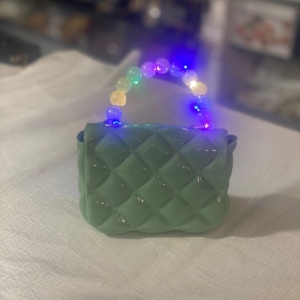 Light Up Green Plush Purse with Dinosaur Backpack Clip 2