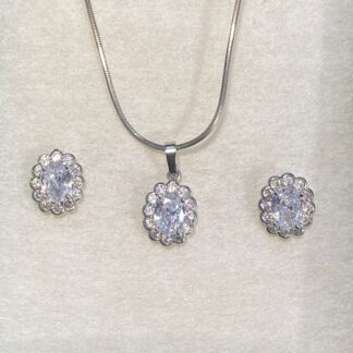 Octagon Moonstone Pendant and Earring Set