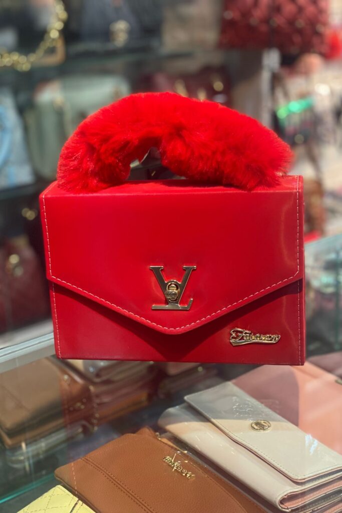 Playful Faux Fur Purse – Red