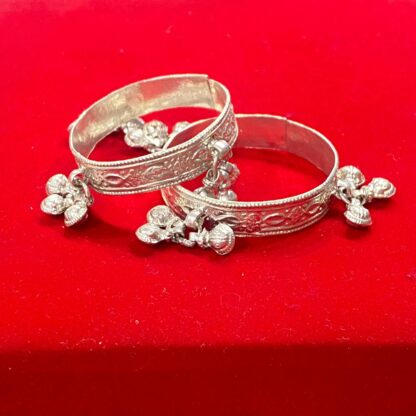 Silver Bell Bangle Bracelets for Newborns