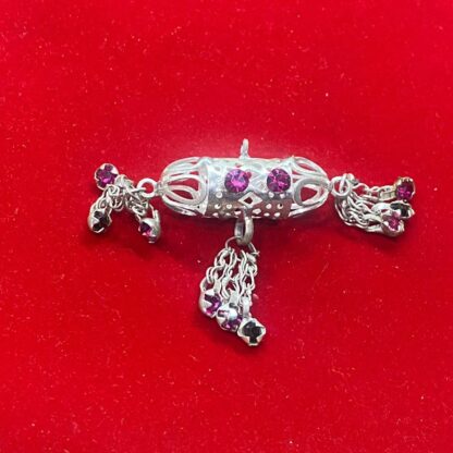 Silver Dholna (Pendant) with Purple Rhinestones