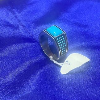 Sterling Silver Men's Ring with Blue Turquoise Stone