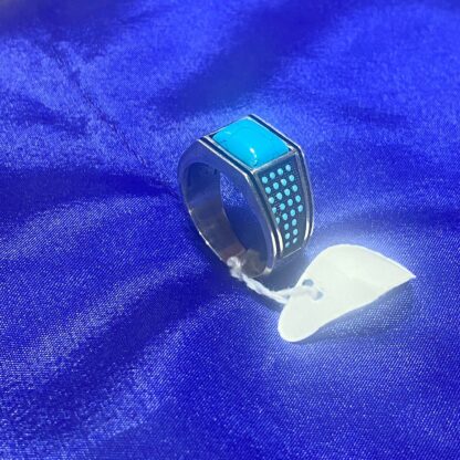 Sterling Silver Men's Ring with Blue Turquoise Stone