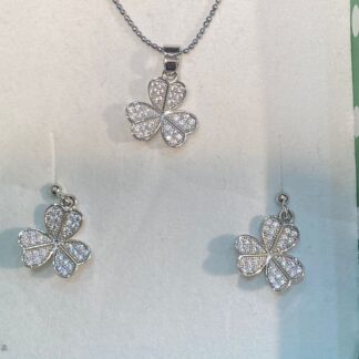 Three-Leaf Clover Pendant and Earring Set for Women