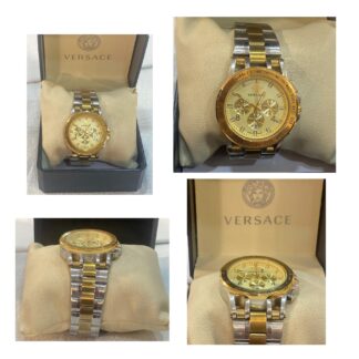 Versace Men's Two-Tone Chronograph Watch with Gold Dial