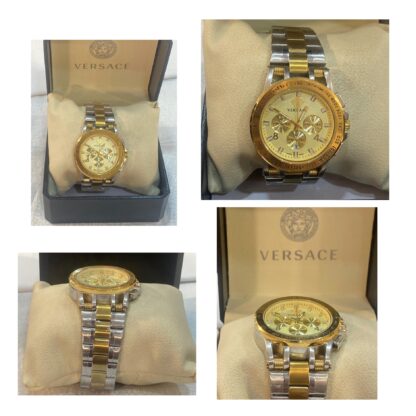 Versace Men's Two-Tone Chronograph Watch with Gold Dial