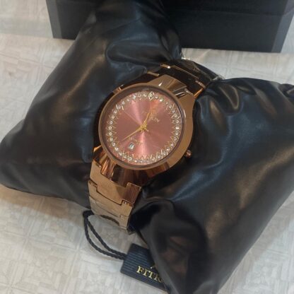 Fitron Sapphire Rose Gold Watch with Stainless Steel Band