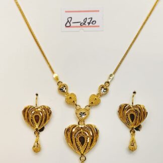Indulge in timeless elegance with this exquisite necklace and earrings set, crafted from radiant 21k gold.