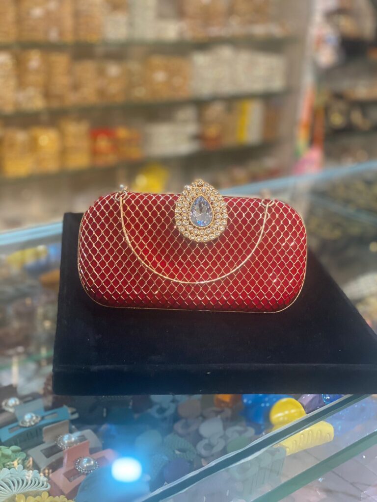 Glamorous Red Clutch with Crystal Embellishment 2