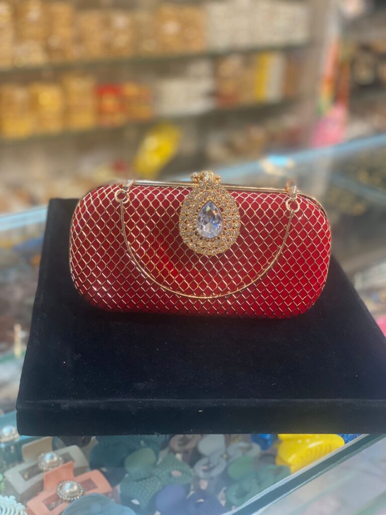 Glamorous Red Clutch with Crystal Embellishment 3