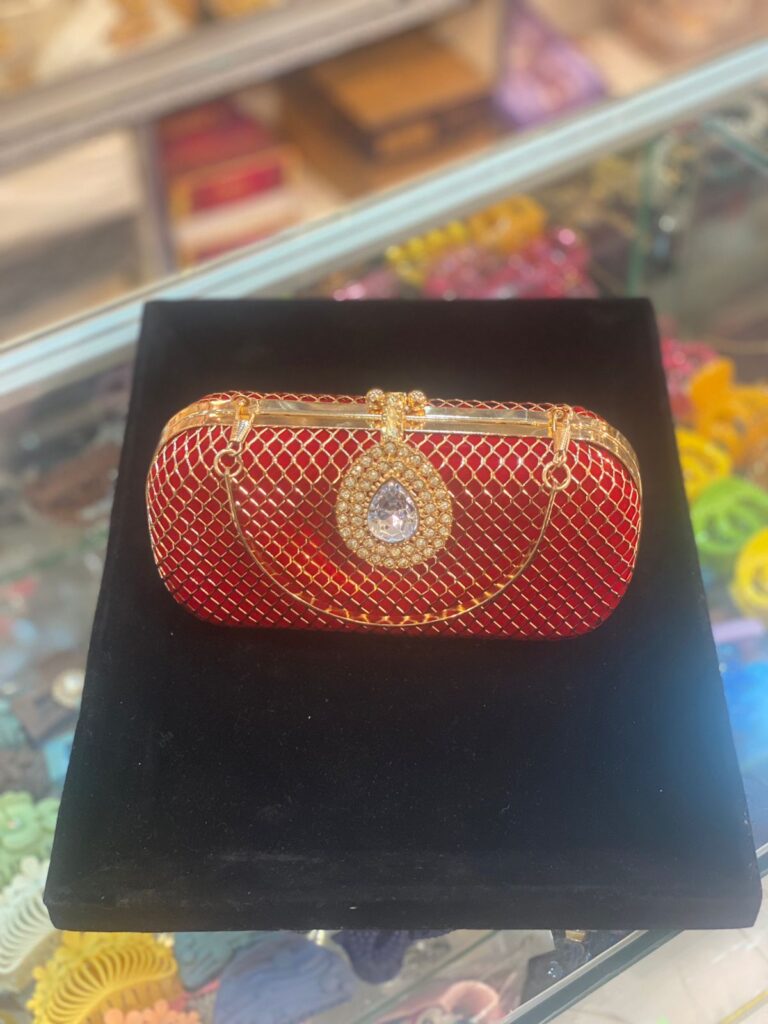 Glamorous Red Clutch with Crystal Embellishment 4