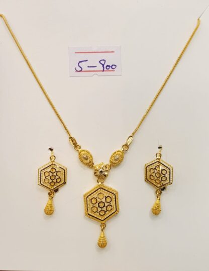 Crescent Moon Gold Necklace & Earrings Set