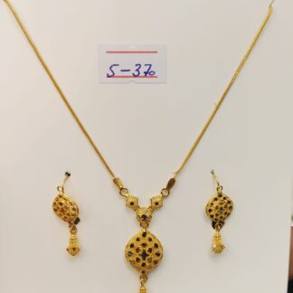 21K Gold Sphere Necklace and Stud Earring Set