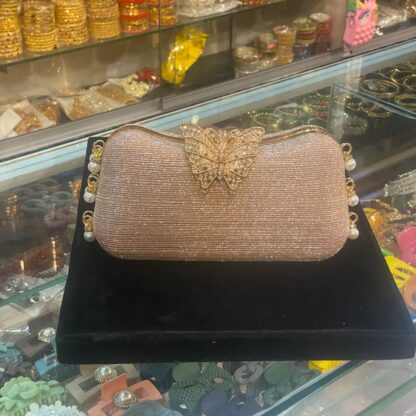 Golden Butterfly Bridal Clutch - Image 3