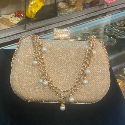 Opulent Pearl and Gold Chain Clutch - Image 2