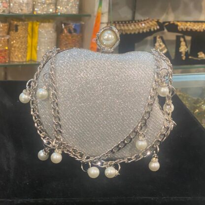 Pearl Encrusted Silver Clutch