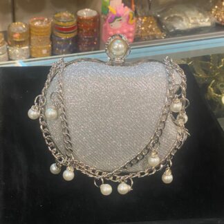 Pearl Encrusted Silver Clutch