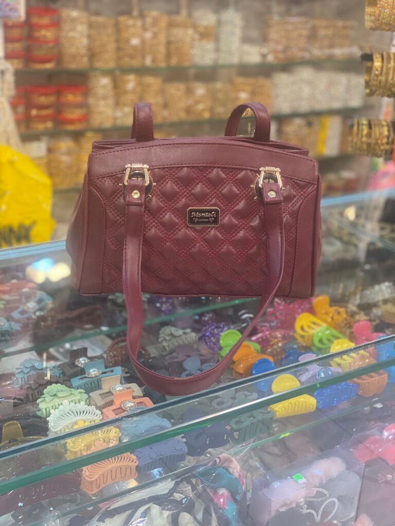 Rich Burgundy Quilted Satchel with Detachable Strap