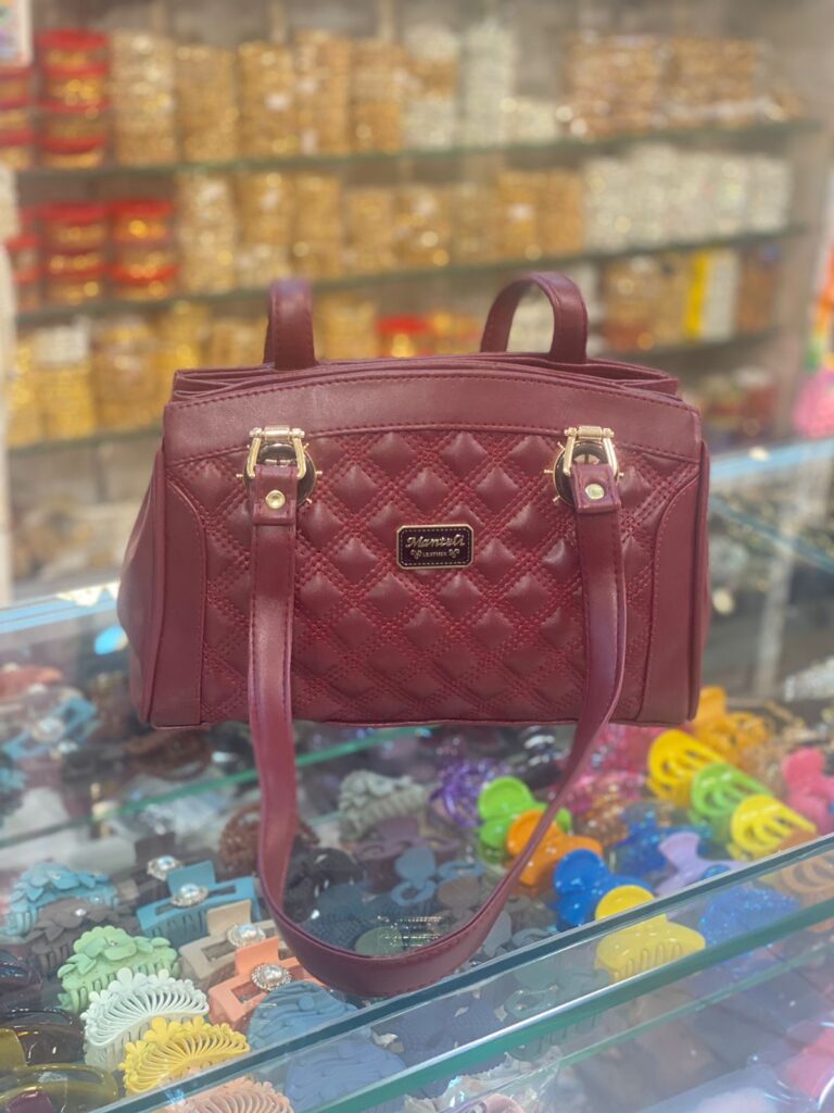 Rich Burgundy Quilted Satchel with Detachable Strap