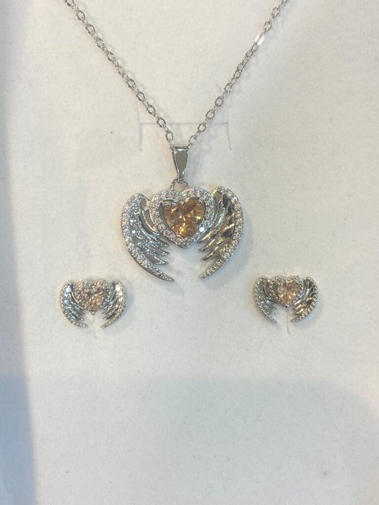 Silver Wing Necklace and Earring Set 2