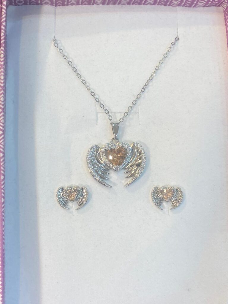 Silver Wing Necklace and Earring Set 4