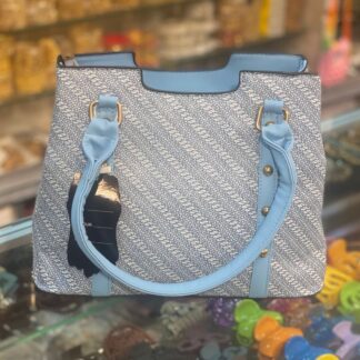 Sky Blue Satchel Purse with Gold Chain