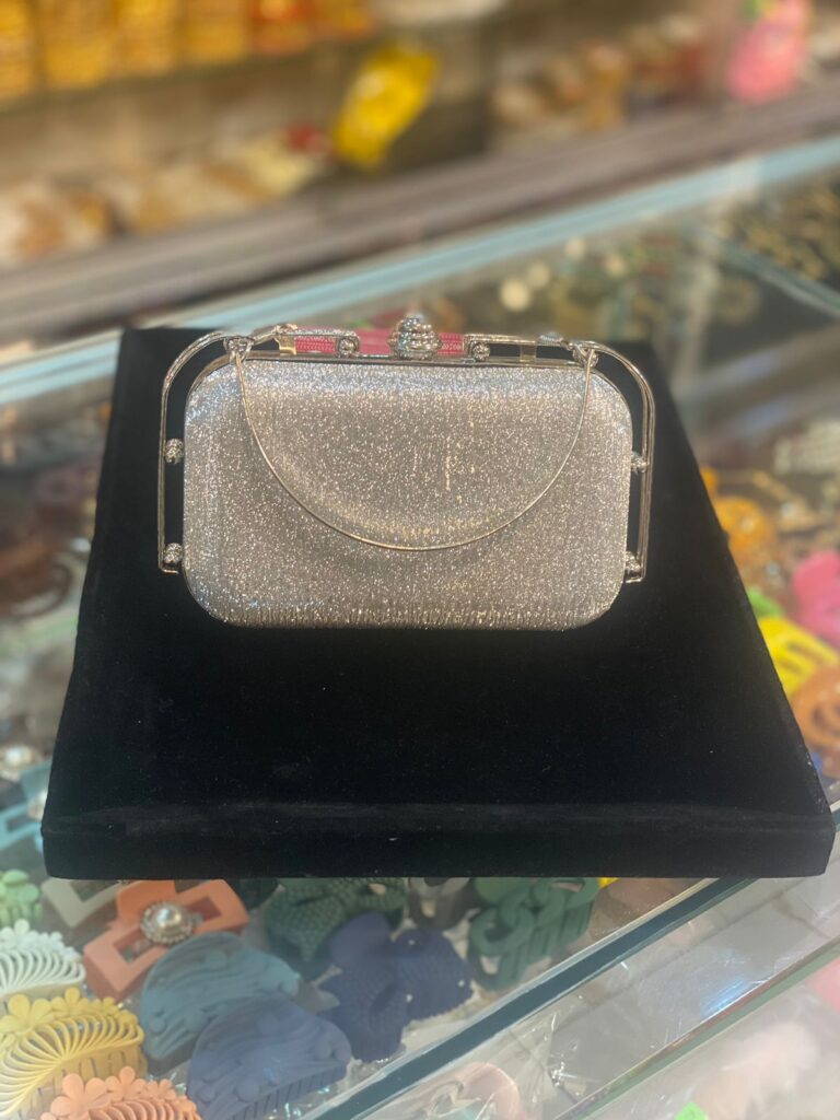 Sleek Silver Clutch Bag 3