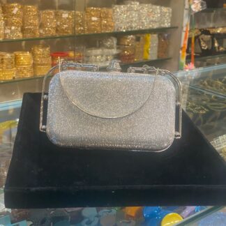 Silver Evening Clutch with Brooch