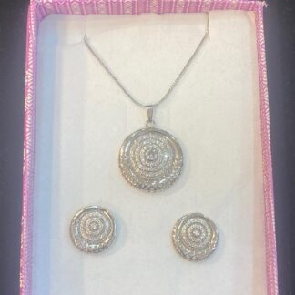 Textured Circle Pendant and Earring Set