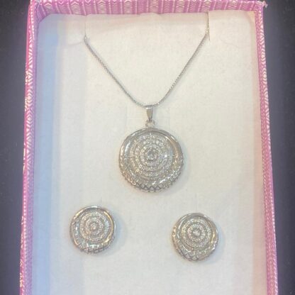 Textured Circle Pendant and Earring Set