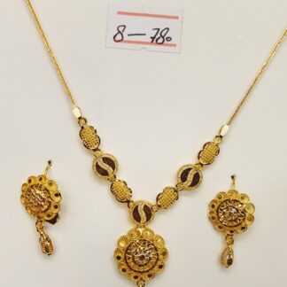 21K Gold Necklace and Earring Set with Delicate Circles