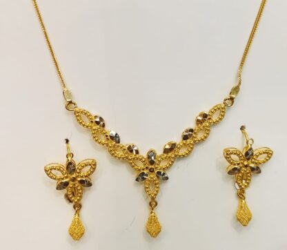 Butterfly 21ct Gold Necklace and Earring Set