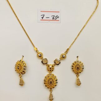 Delicate 21K Gold Filigree Necklace and Earring Set