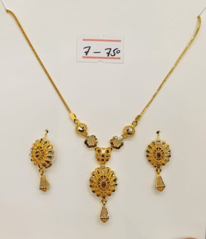 Delicate 21K Gold Filigree Necklace and Earring Set