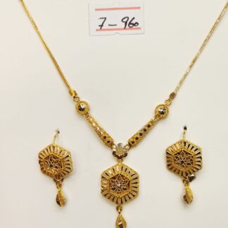 Luxurious 21K Gold Necklace and Earring Set with Interlocking Squares