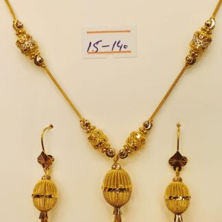 Luxora 21K Gold Beaded Mala Set with Earrings